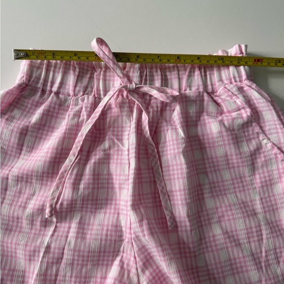 Pink Plaid Bow Front Two-Piece Shorts Set - Picture 10 of 13